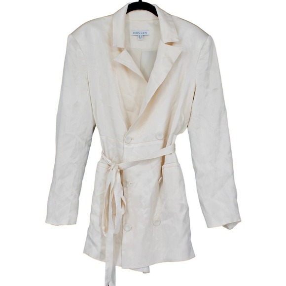$381 Shona Joy Double Breasted Satin Mini Dress Womens Size 6 in Ivory - Picture 1 of 10
